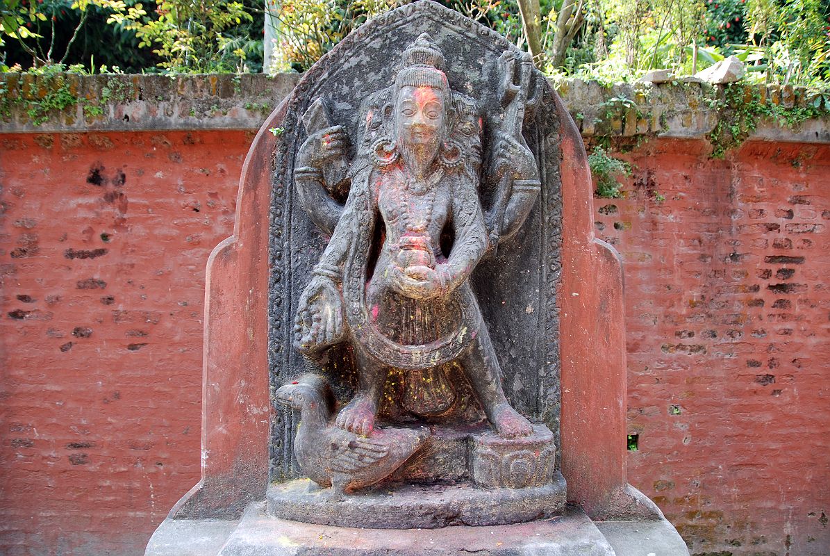 37 Kathmandu Gokarna Mahadev Temple Statue Of Bearded Brahma With Only Three Heads 